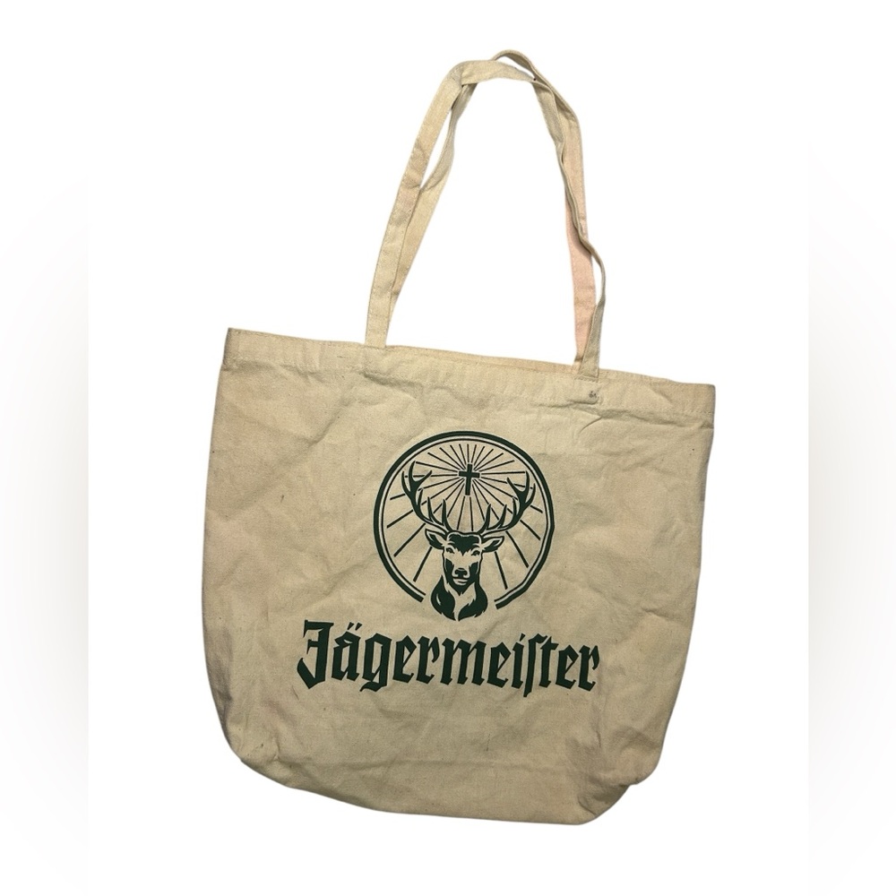 Jägermeister Canvas Tote Bag – Cream & Green – Logo Print – Barware Merch